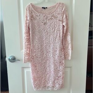 Ambiance Dusty rose pink lace fitted lace dress